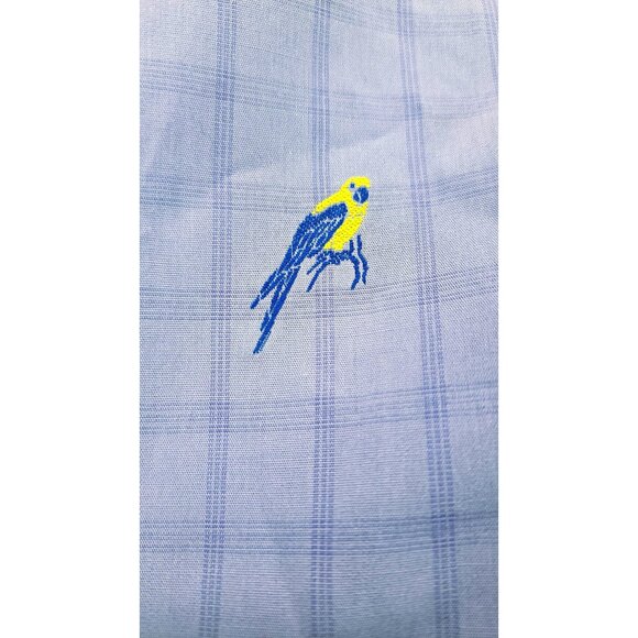 Tori Richard Bird Cage Parrot Embroidered Short Sleeve Shirt Men Large Purple - Picture 6 of 8